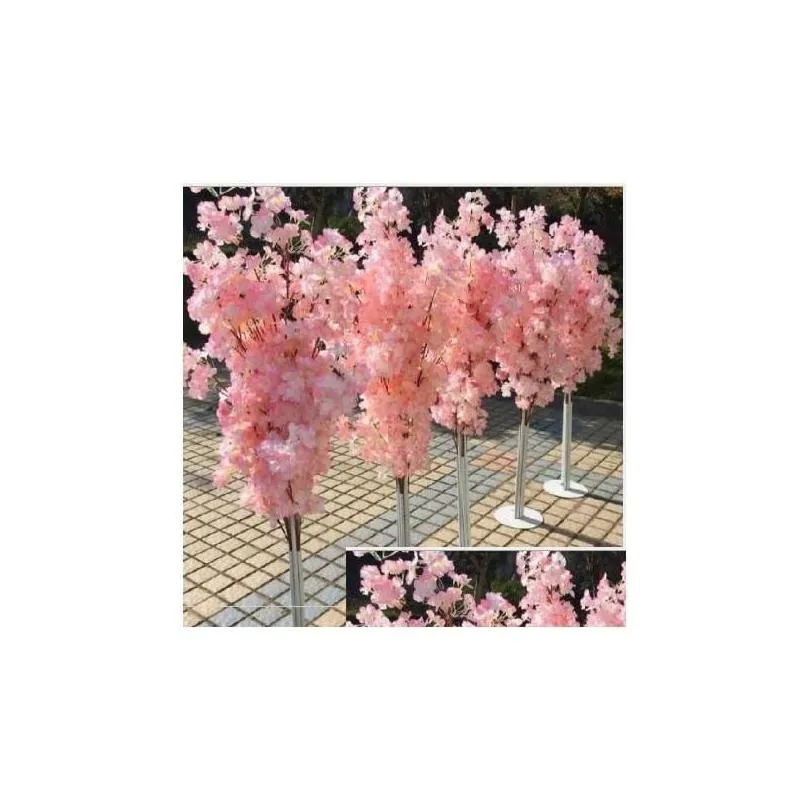 Decorative Flowers Wreaths Wedding Decoration 5Ft Tall 10 Piece/Lot Slik Artificial Cherry Blossom Tree Roman Column Road Leads Fo