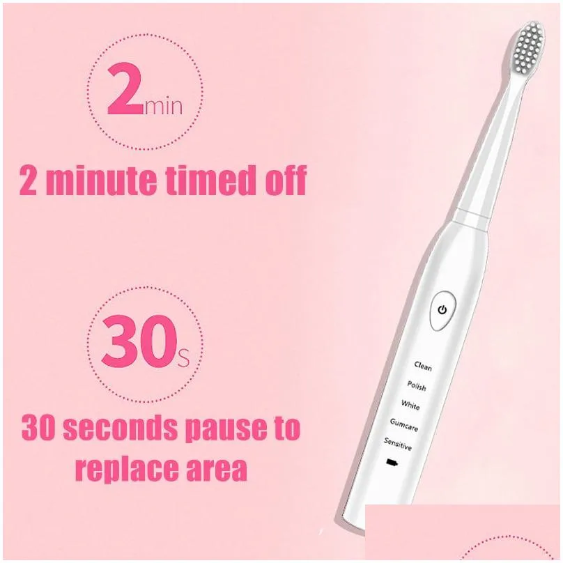 electric toothbrush with 3 replacement head sonic wave rechargeable top quality smart chip toothbrush head replaceable whitening tooth