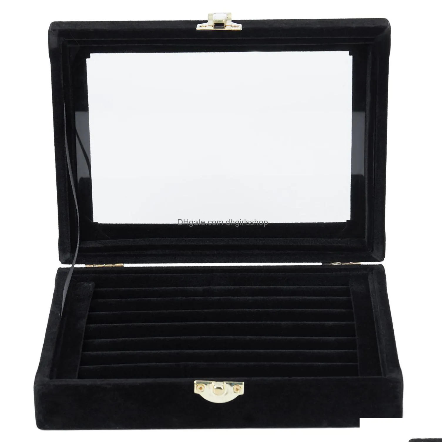 velvet glass ring earring jewelry display organizer box tray holder storage case mx200810