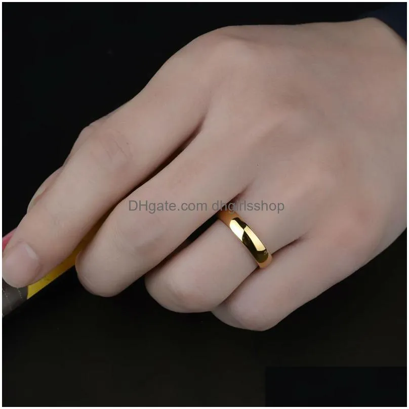 wedding rings classic 1pcs gold color alliance couples tungsten wedding band engagement rings for men women 3.55mm width comfort fit 412