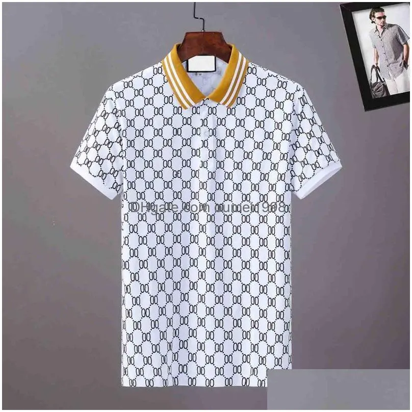 2023 designer polos men polo shirt luxury shirts fashion tshirt plaid print pattern clothes classic business tee causal mens t shirt size