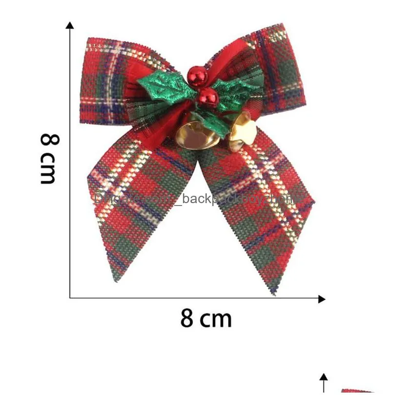 new fashion christmas bowknot with iron bell xmas tree hanging ornament diy crafts garden wedding supplies party decoration