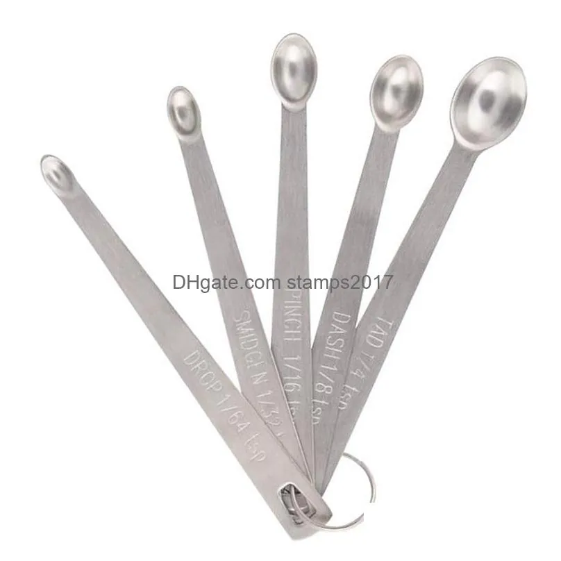 5pcs/set stainless steel mini measuring sauce spoon kitchen tool durable accessories tableware sauce home measuring spoon