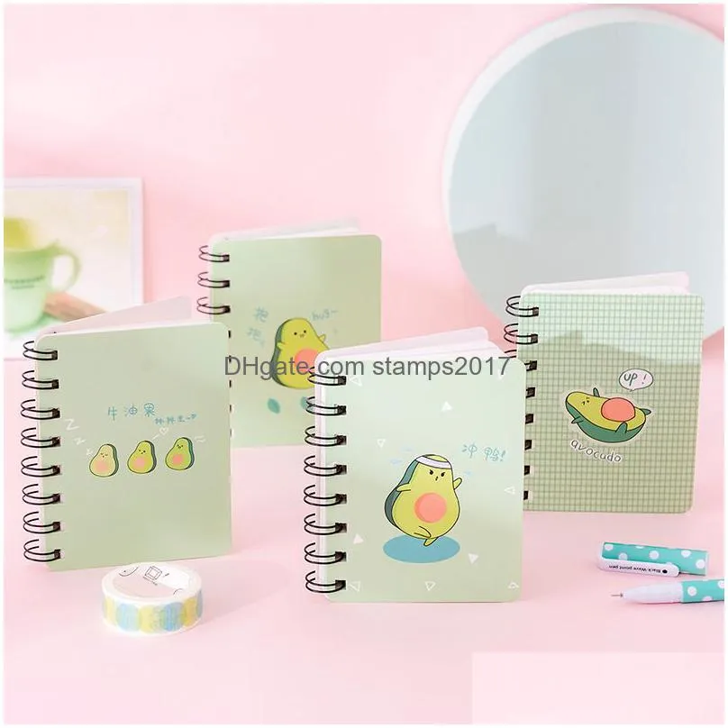 wholesale a7 mini cartoon notebook flipable portable coil avocado loose-leaf notepad diary school supplies stationery journal diary