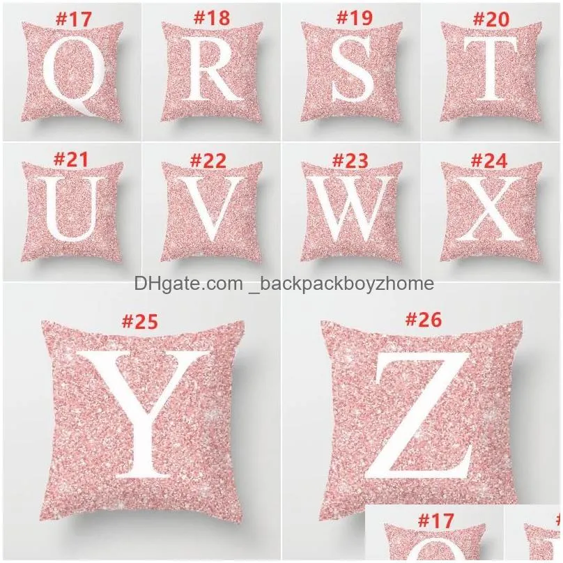 family pillow case 26 letters single side printing pink cushion cover home sofa car decoration bedding supplies