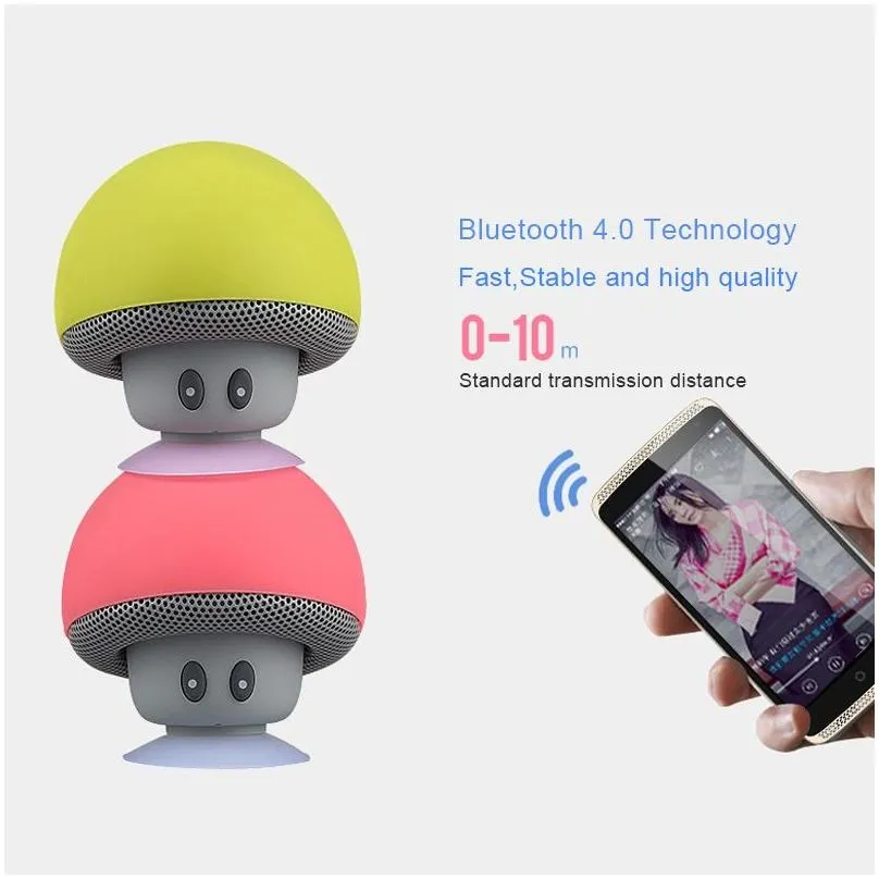 mushroom mini wireless bluetooth speaker hands sucker cup audio receiver music stereo subwoofer usb for android ios pc247j