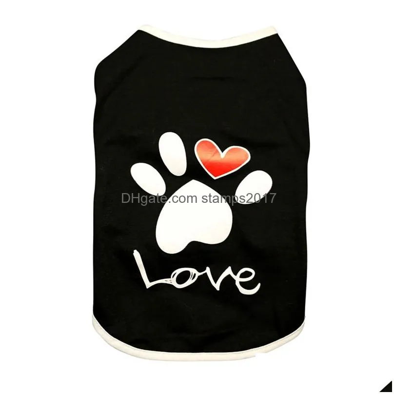 dog cat dogs clothes summer cotton vest t shirt with paw printed heart love design coat pet puppy summer apparel clothes