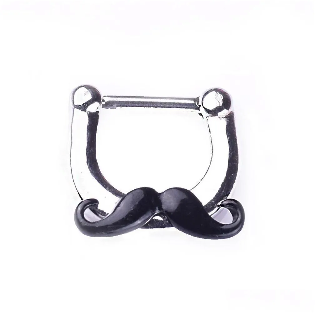 2019 New fashion Black Beard Nose Ring Fake septum Piercing nose ring Hoop For Women faux clicker Body Jewelry