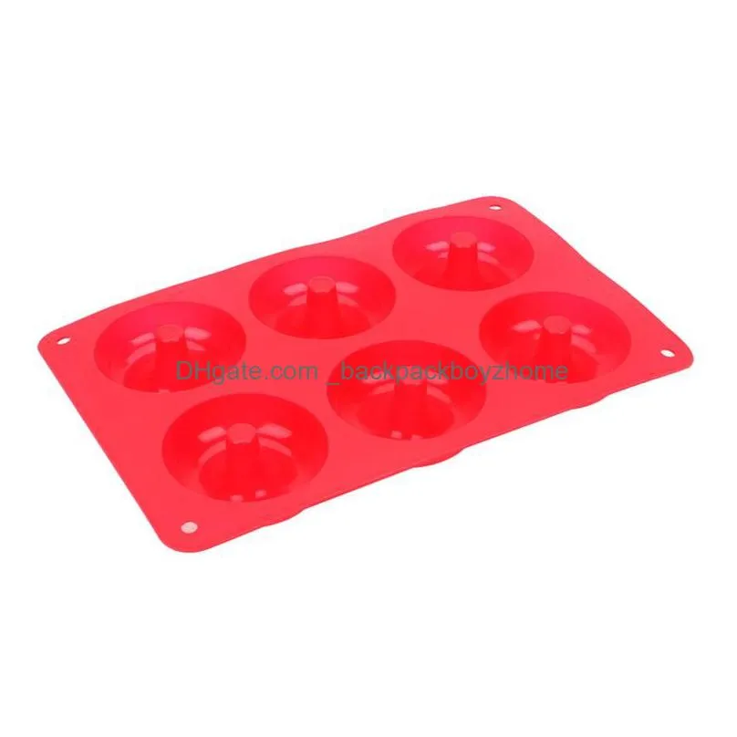 6 cavity donut mold diy cake mould kitchen tool chocolate biscuit cake mold non-stick candy 3d mold silicone donut baking pan