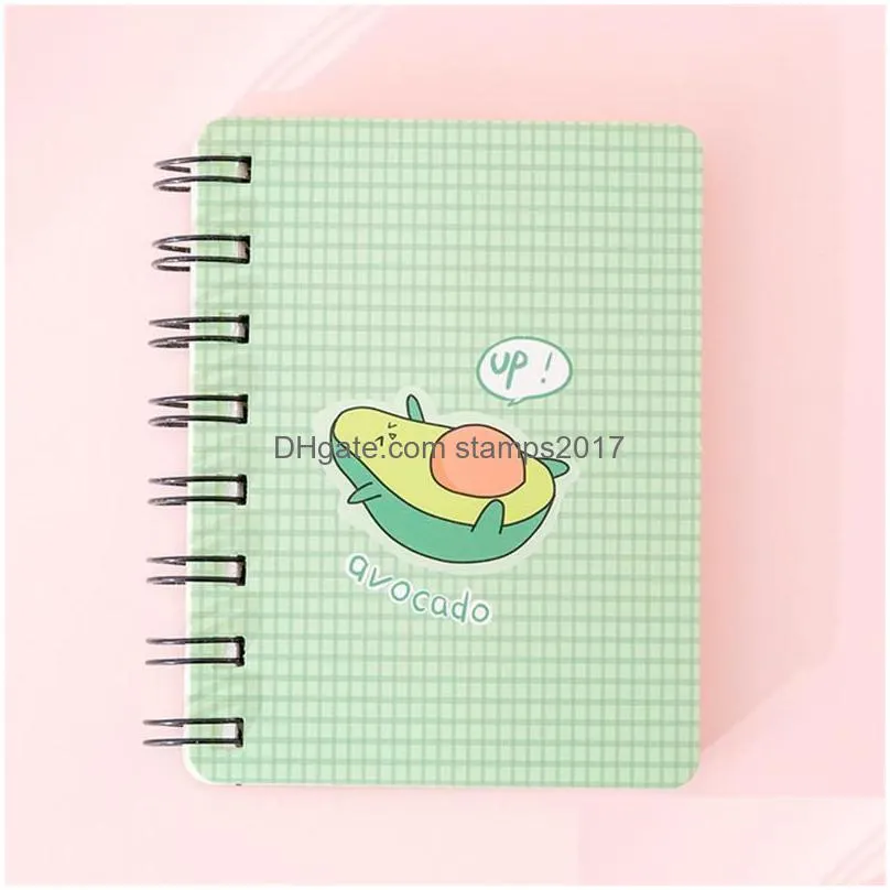 wholesale a7 mini cartoon notebook flipable portable coil avocado loose-leaf notepad diary school supplies stationery journal diary