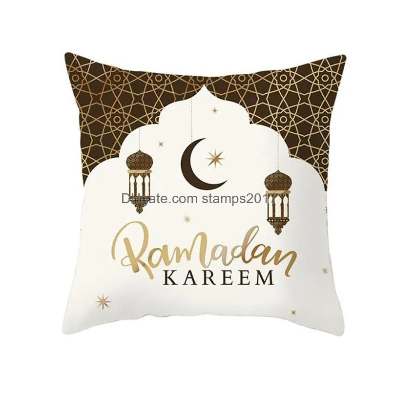 muslim peach skin cushion cover halal ramadan eid mubarak pattern pillow case home decoration pillowcase sofa cushion cover