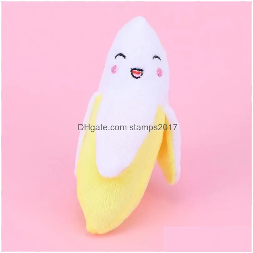 dog cat cute plush banana shape squeak sound toys fruit interactive cat dog toy creative toys pet supplies