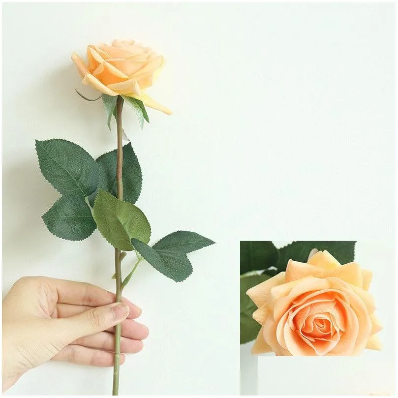 7pcs/lot Decor Rose Artificial Flowers Silk Flowers Floral Latex Real Touch Rose Wedding Bouquet Home Party Design Flowers