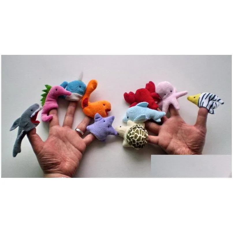 Finger Puppet Ocean Animals Plush Toy for Kid Tell Story Props Cute Cartoon Sharks Turtles for Early Education Parent& Kids Interactive Christmas Boy& Girl Gift