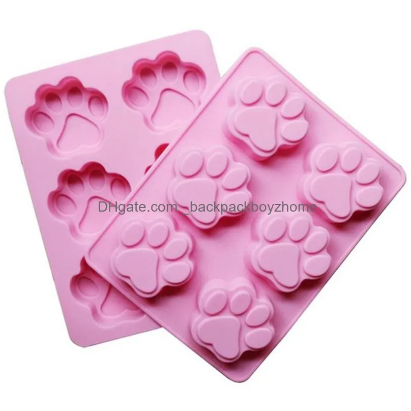 cute pet cat dog paws silicone mold 6 holes chocolate cake cookie candy mould diy baking mold handmade soap molds