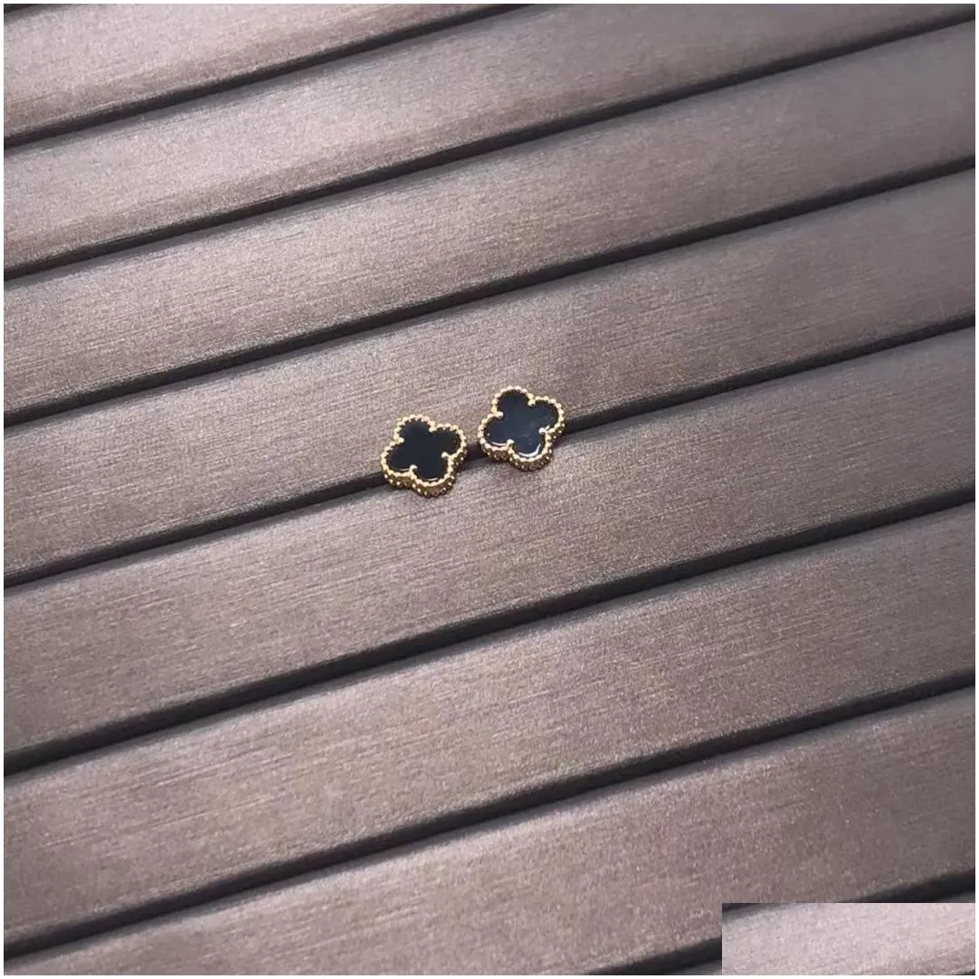 brand luxury van mini clover designer earrings stud mother of pearl 18k gold elegant women earring jewelry gift