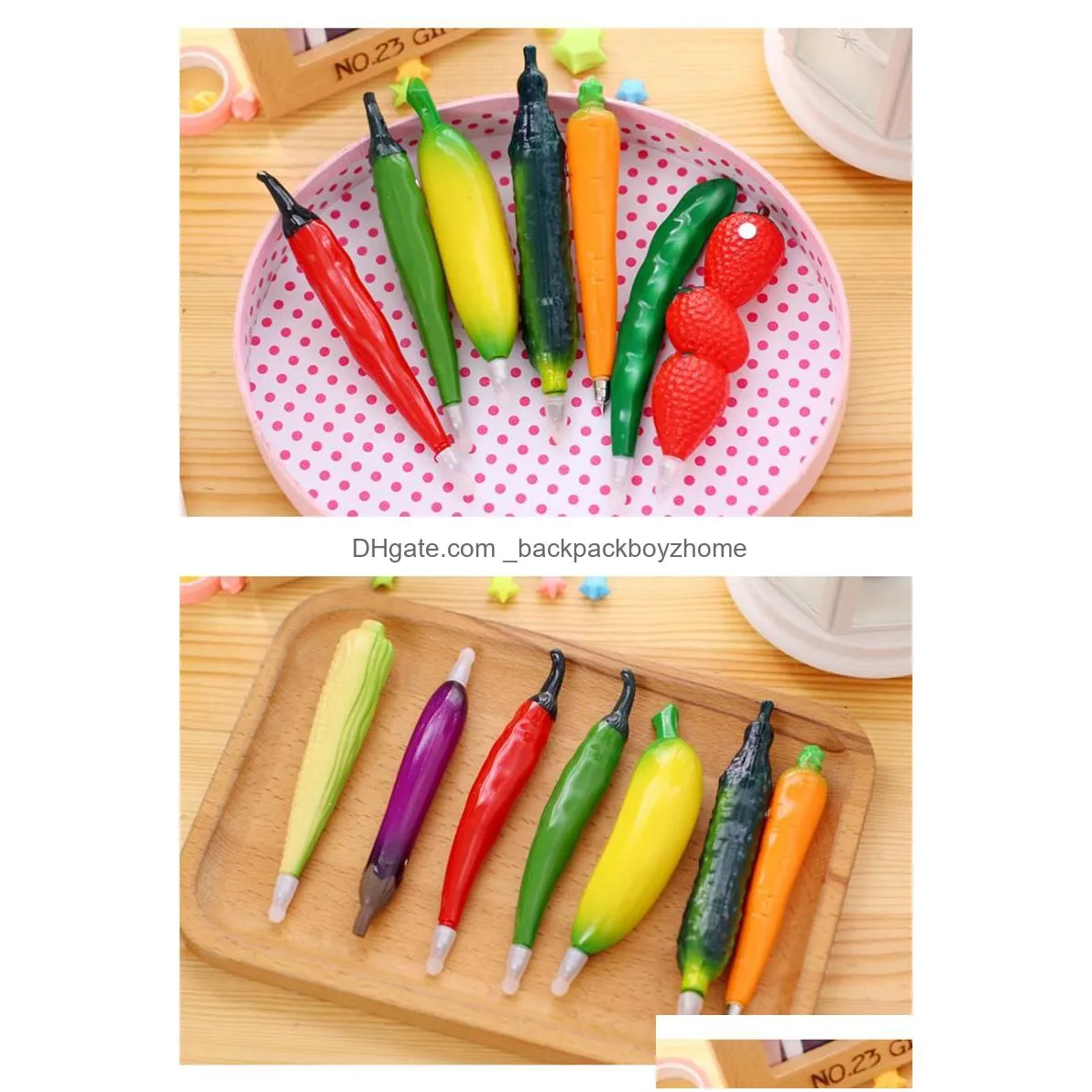 wholesale vegetable fruit ballpoint pens creative gel pen cartoon ballpoint pen fruit and vegetable shape ballpoint pens multicolor