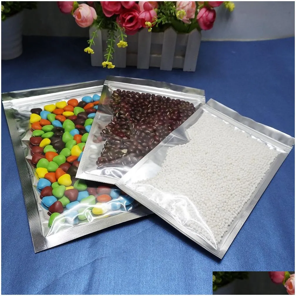 wholesale 200 X Silver Aluminium foil and front clear Zip Lock bags, 8.5x14cm plastic pouch resealable zipper clip style Electronic packing