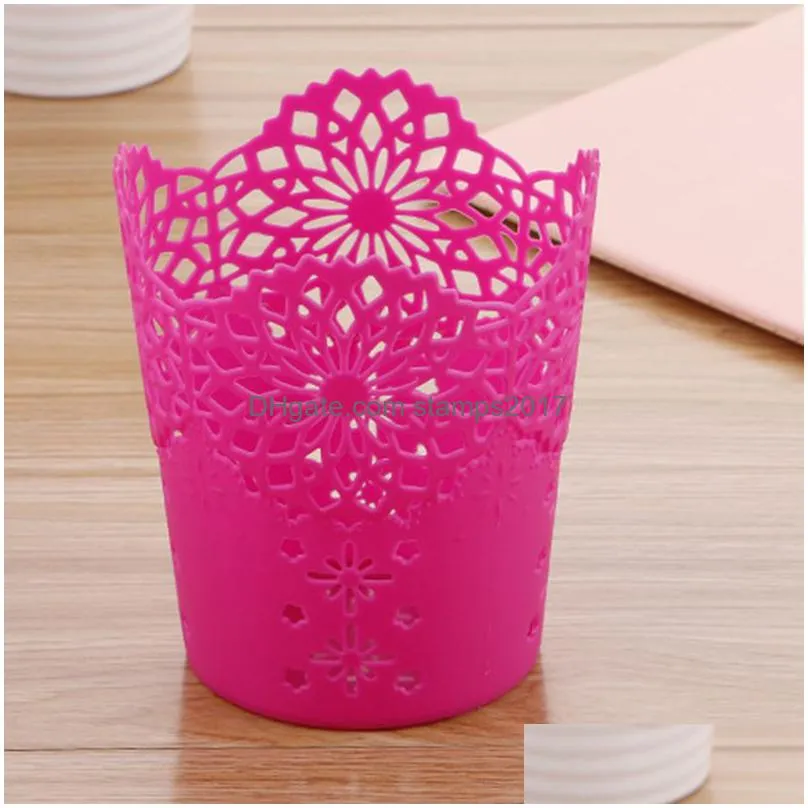 wholesale multifunctional flower plant pot makeup brush storage boxes pen pencil pot holder container office desk storage organizer