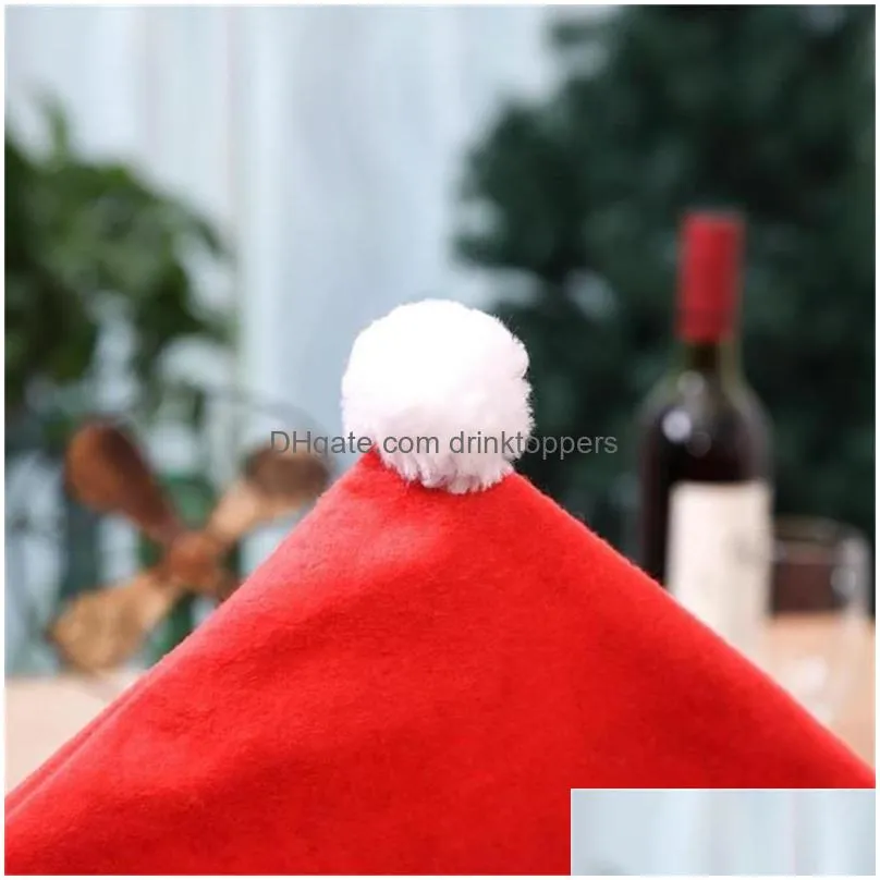  year merry christmas santa claus cap table chair cover red hat back chair covers christmas home decoration