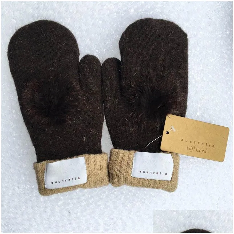 fashion womens gloves for winter and autumn cashmere mittens glove with lovely fur ball outdoor sport warm winter gloves