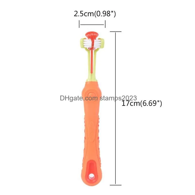 three sided pet toothbrush dog brush addition bad breath tartar teeth care dog cat cleaning mouth dog cat cleaning supplies
