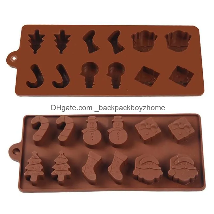 christmas silicone chocolate moulds 12 cavity cake cookie candy baking mould for diy xmas party bakeware santa ice tray mold