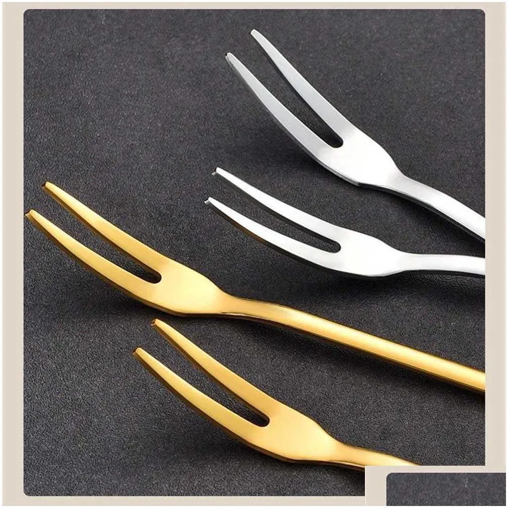 New Corrosion Resistance Small Fork Without Burrs Smooth Edges Kitchen Tools Stainless Steel Tableware Cherry Fork Rustproof Fashion