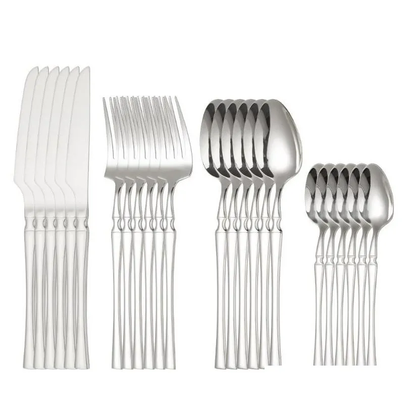 dinnerware sets flat tableware set 24-piece titanium plated western el dinner steak knife fork spoon kitchen accessories
