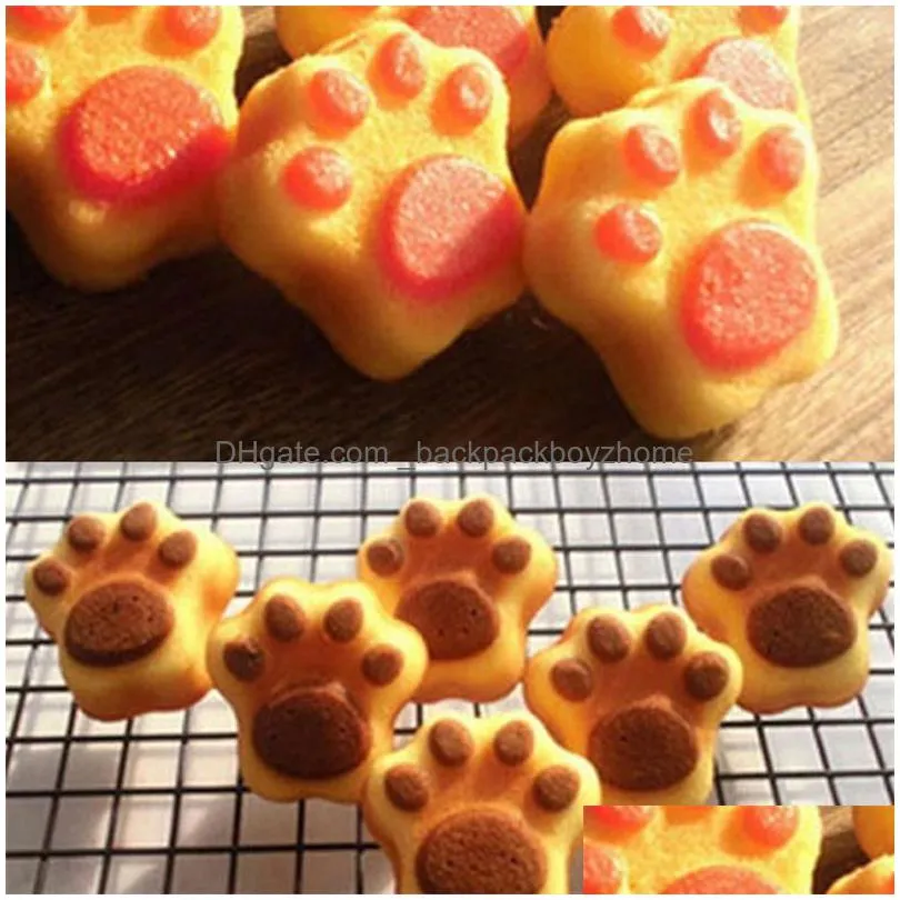 cute pet cat dog paws silicone mold 6 holes chocolate cake cookie candy mould diy baking mold handmade soap molds