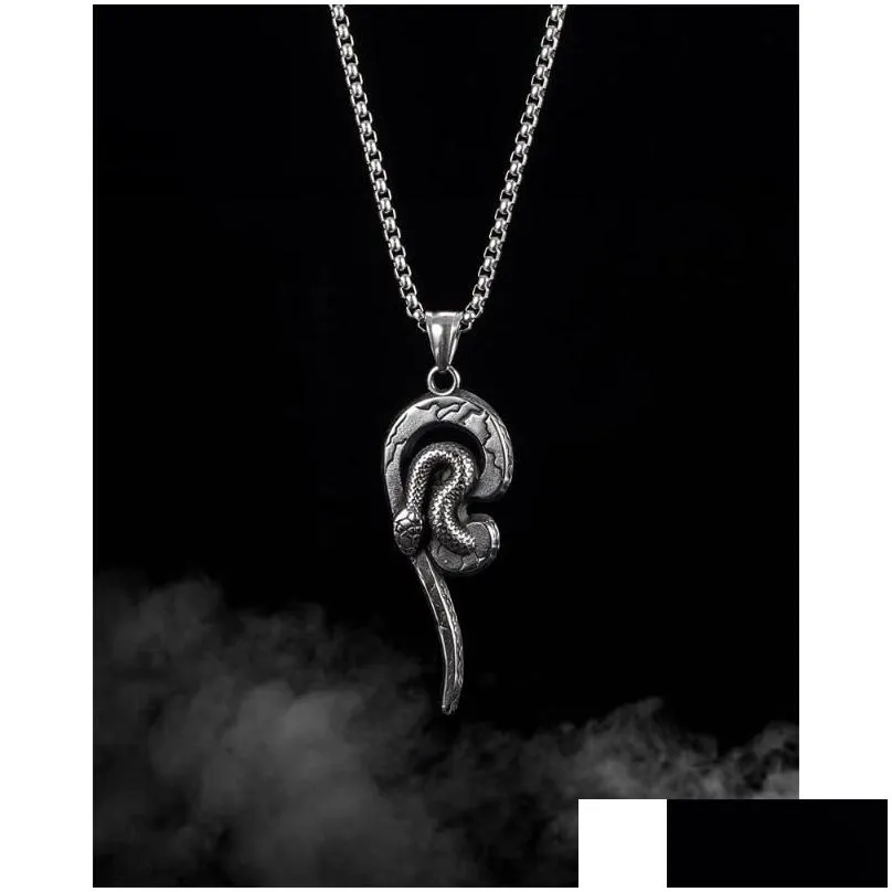 Pendant Necklaces Gothic Biker Snake Necklace For Women Mens Stainless Steel Chain 3mm 24`` Serpentine Style Cocktail PartyPendant