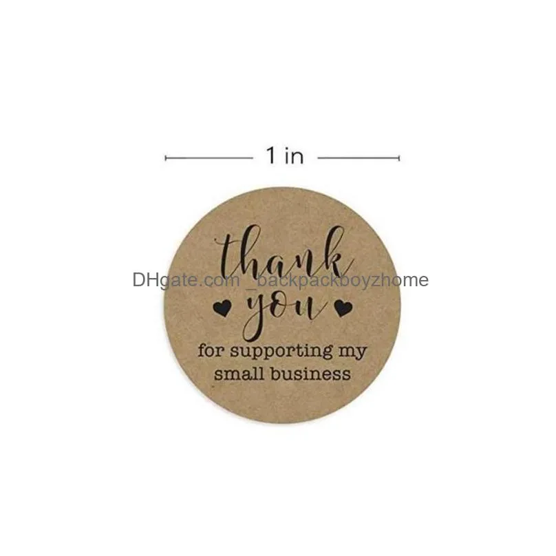wholesale 500pcs/roll round kraft paper thank you for supporting my small business stickers seal label christmas sticker decoration stationery