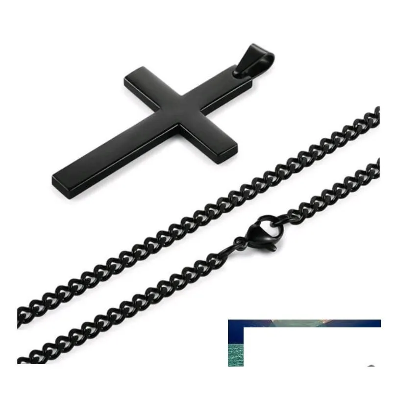 Simple Christian Crosss Pendant Necklaces for Men Religious Jewelry Stainless Steel Smooth Surface Cross Jewelry Women Trend