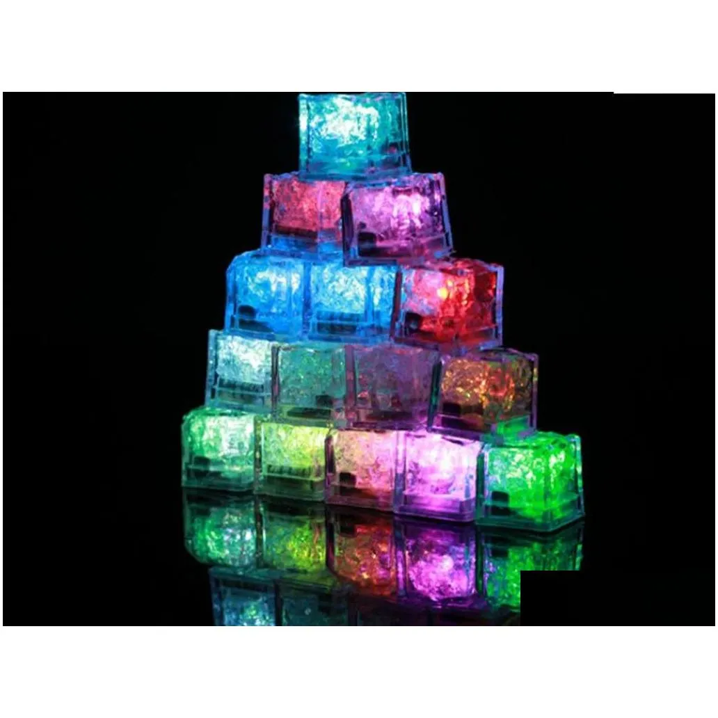 led ice cubes bar flash auto changing crystal cube water-actived light-up 7 color for romantic party wedding xmas gift kd1