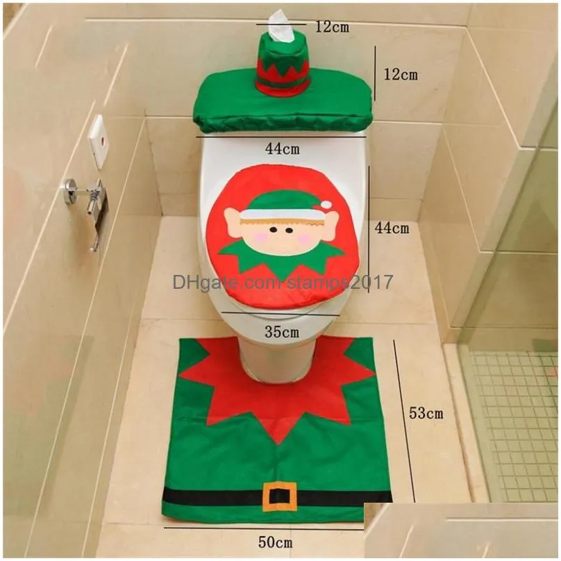 toilet foot pad seat cover cap christmas decoration happy santa toilet seat cover and rug bathroom accessory santa claus
