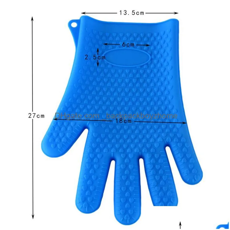 silicone oven mitts heat-resistant gloves non-slip kitchen oven mitts for cooking baking bbq grilling thickening oven mitts