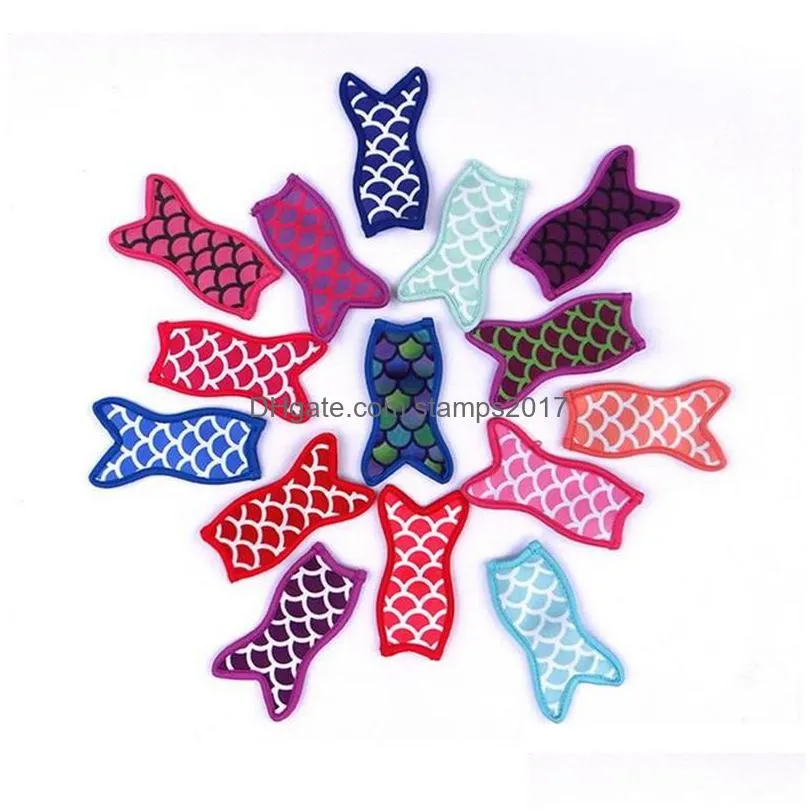 16x9cm mermaid printing popsicle holders ice popsicle sleeves zer  holders for kids summer ice cream tools