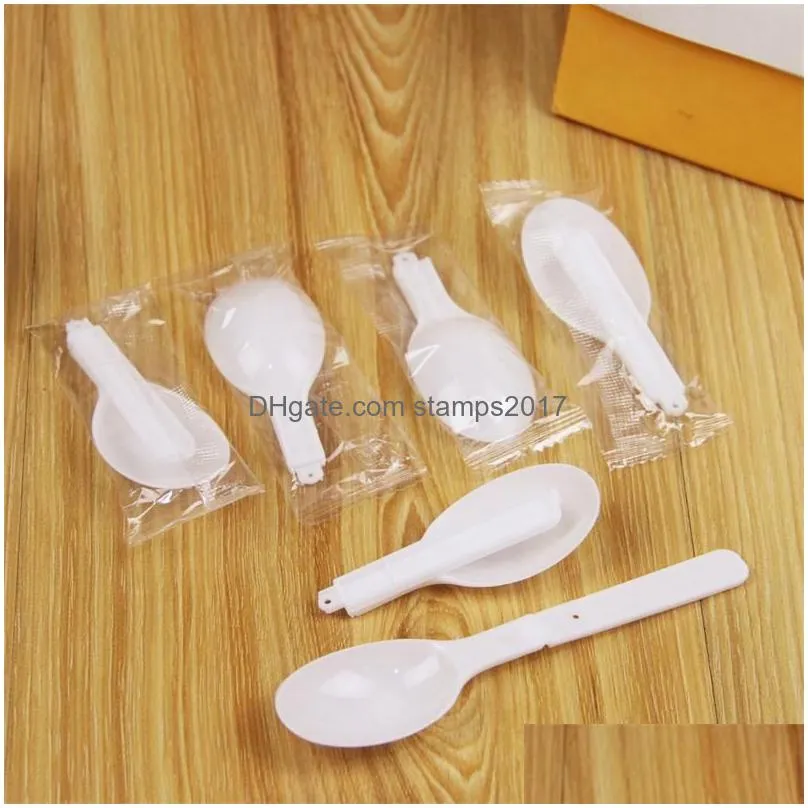 5000pcs disposable plastic white scoop folding spoon ice cream pudding yoghourt congee scoop with individual package