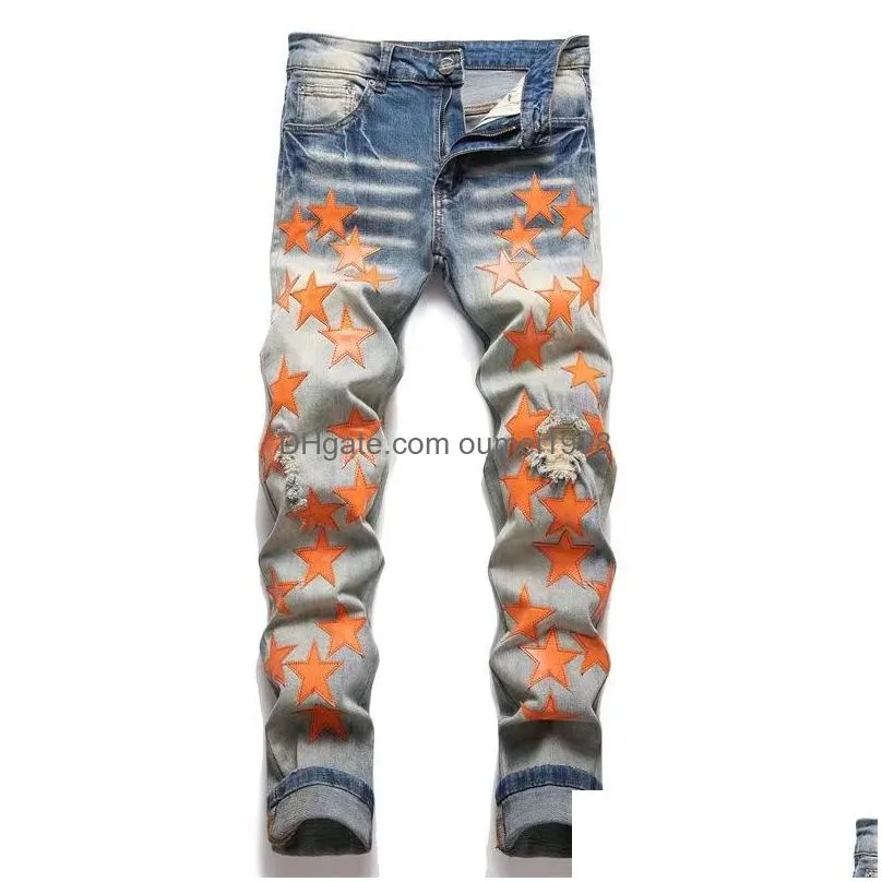 23 mens jeans designer jeans am jeans fashionable and luxurious letter print street travel vacation torn jeans