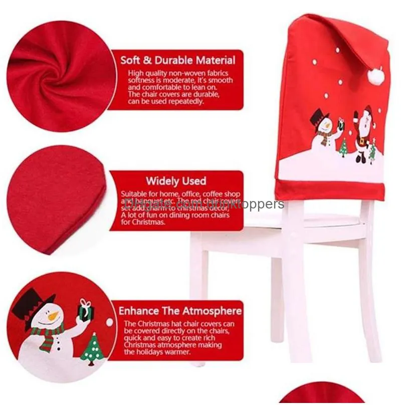  year merry christmas santa claus cap table chair cover red hat back chair covers christmas home decoration