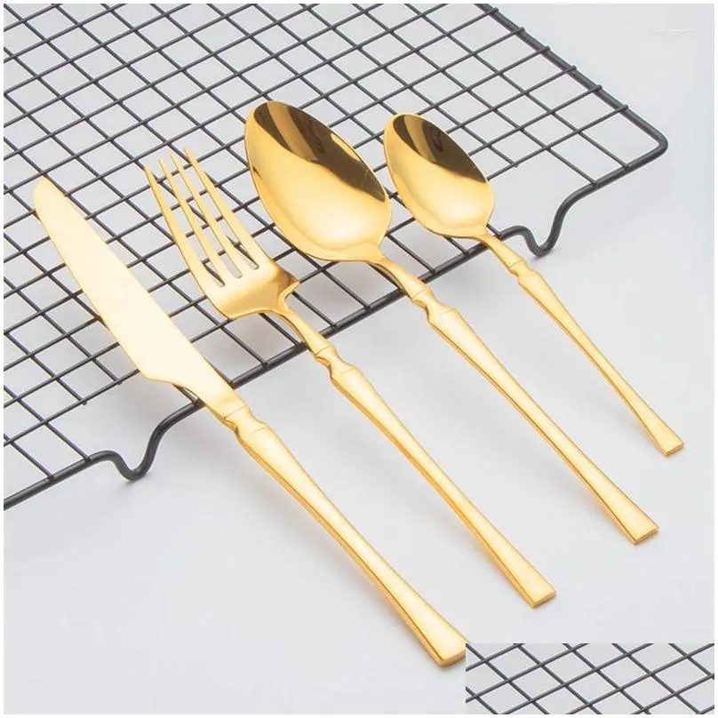 dinnerware sets flat tableware set 24-piece titanium plated western el dinner steak knife fork spoon kitchen accessories