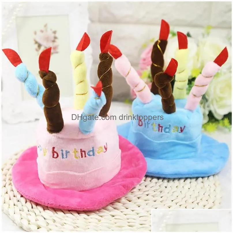 dog hat pet dog cat hat with birthday cake cap candle gift design birthday party costume headdress baby accessories goods