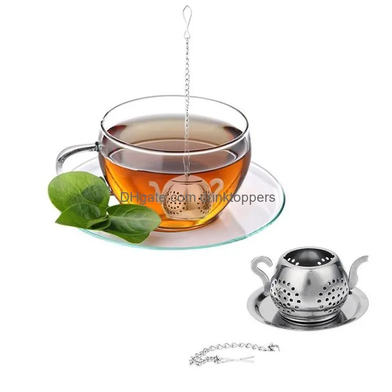 gold 304 stainless steel tea infuser teapot tray spice tea strainer herbal filter teaware accessories kitchen tools tea infuser