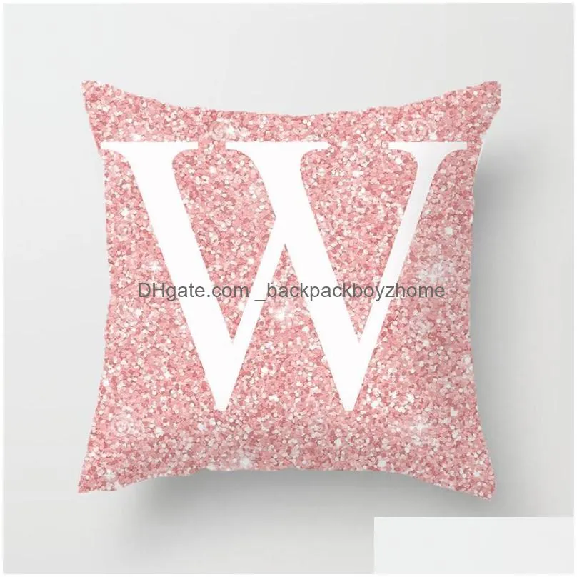 family pillow case 26 letters single side printing pink cushion cover home sofa car decoration bedding supplies