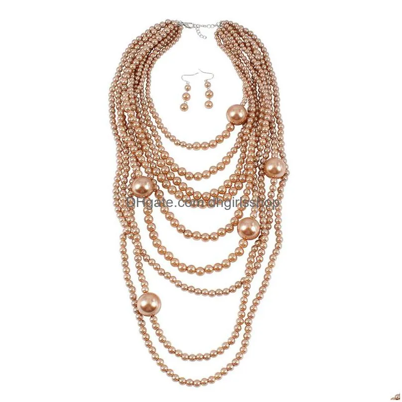 wedding jewelry sets multi layer pearl chain necklace for women bib beads collar nigerian indian accessories amazing african 220916