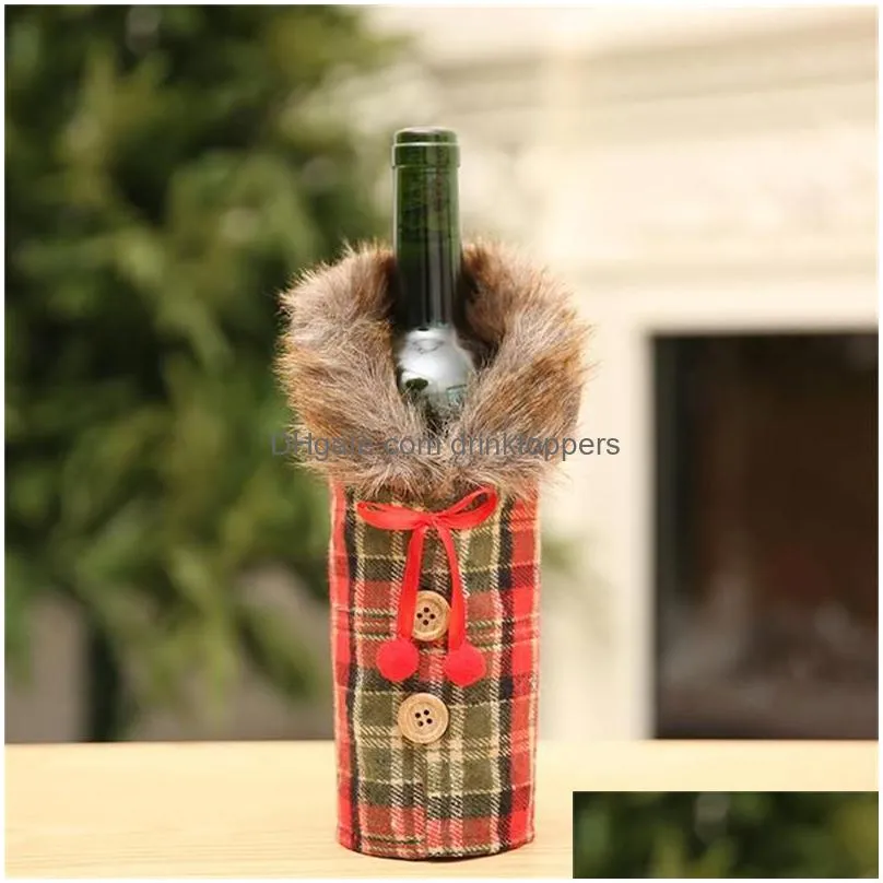  year christmas wine bottle dust cover santa claus gift bags xmas noel christmas decorations for home dinner table decor