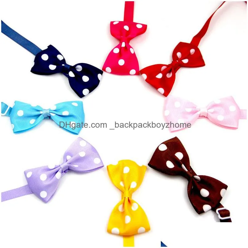 adjustable handmade dots pattern ribbon dog bow ties cute puppy small dog cat tie for collar pet grooming accessories