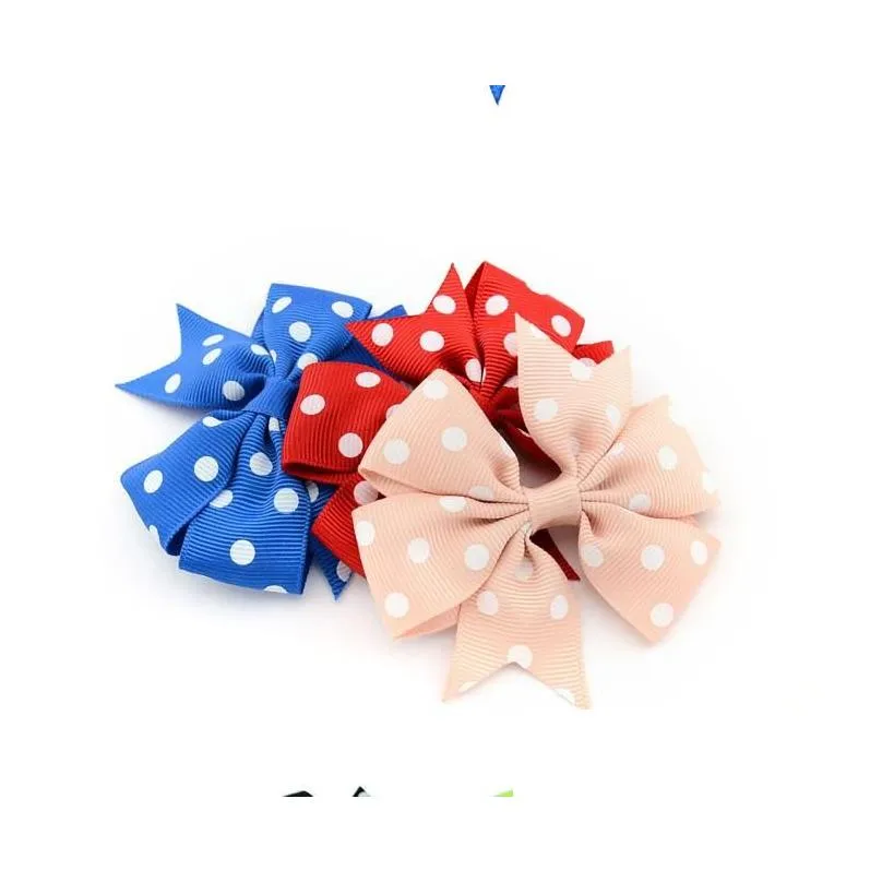 ribbon bow dot girl hairpins colorful children hair clip boutique kids girls bows tie kid hairs accessories 20 colors fashionable cute headband head