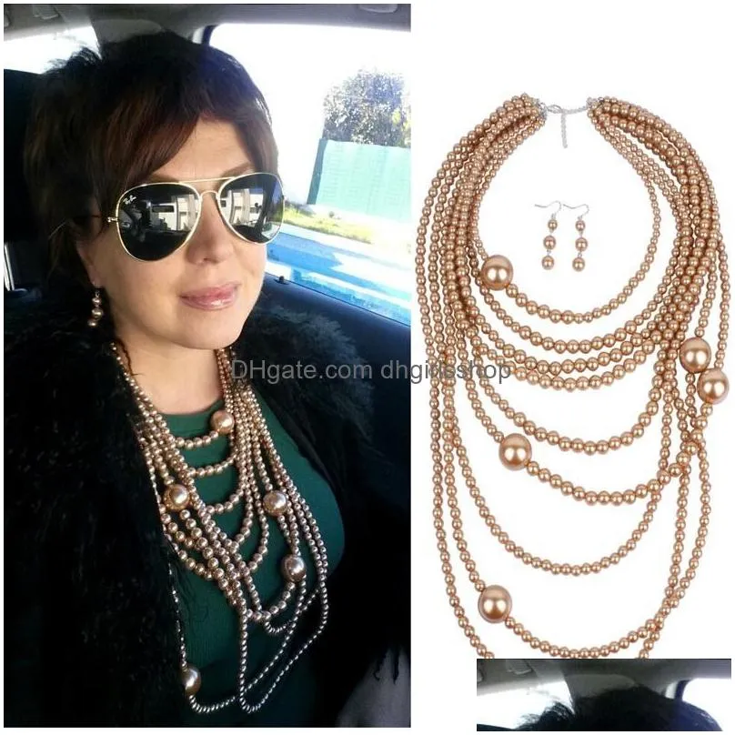 wedding jewelry sets multi layer pearl chain necklace for women bib beads collar nigerian indian accessories amazing african 220916