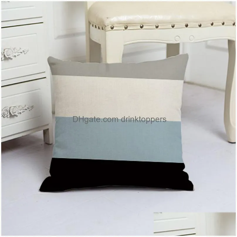 45x45cm classic light blue white geometric pattern linen pillow case home sofa decorative pillowcase cover